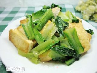 家常小菜——豆腐烧油麦菜的做法