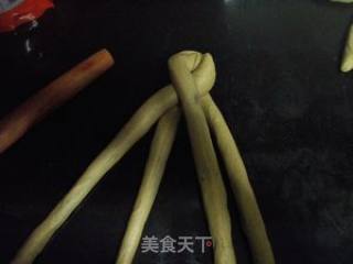 绿茶红糖养生面包（中种冷藏法）四股辫---甜面包系列的做法步骤：4