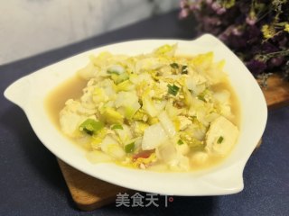 娃娃菜烧嫩豆腐的做法