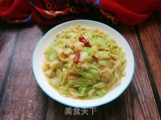 白菜炒豆腐皮的做法