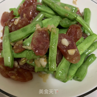 腊肠炒豆角的做法