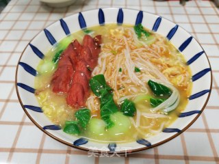 青菜鸡蛋面的做法