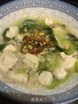 豆腐肉末青菜汤的做法