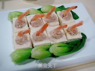 春季养生菜“鲜虾酿豆腐”的做法步骤：9