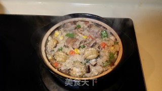 鲍鱼仔排骨煲仔饭的做法步骤：7