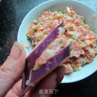 煎胡萝卜肉泥茄盒的做法步骤：4