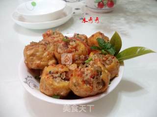 煎猪肉粉丝酿豆腐的做法步骤：17