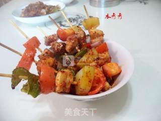 烤素丁鸡肉串的做法步骤：14