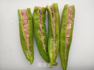 青椒酿肉的做法步骤：8