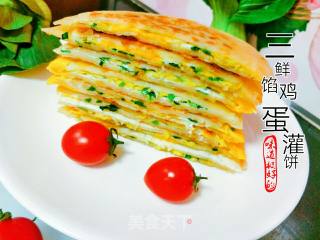 三鲜馅鸡蛋灌饼的做法步骤：10