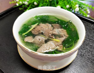 牛肉氽红背菜汤的做法步骤：7