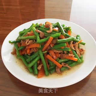 胡萝卜豆角炒肉丝的做法步骤：13