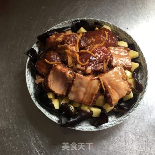 木耳土豆蒸排骨的做法步骤：7