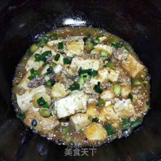 蒜花肉末焖豆腐的做法步骤：11