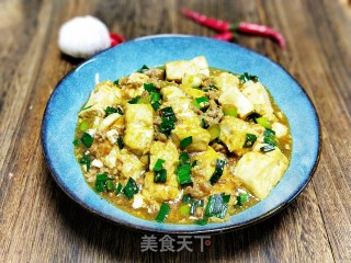 蒜花肉末焖豆腐的做法步骤：12