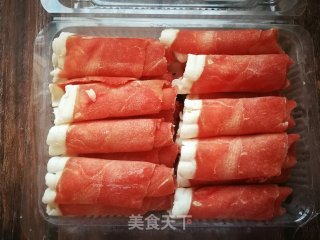 金针菇黄芯菜煮牛肉卷的做法步骤：2