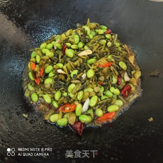 雪菜烧毛豆的做法步骤：6