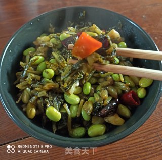 雪菜烧毛豆的做法步骤：7