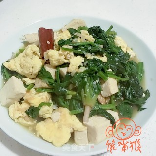 鸡蛋菠菜烧豆腐的做法步骤：9