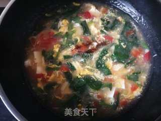 菠菜豆腐蛋花汤的做法步骤：15