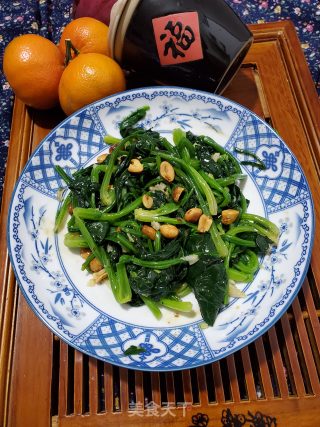 香酥花生拌菠菜的做法步骤：13