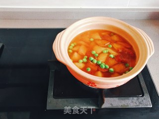 超简单的土豆腊肠焖饭，饭菜一锅出的做法步骤：7