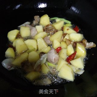 五花肉炖土豆芸豆的做法步骤：3