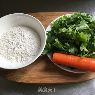 胡萝卜芹菜叶饼的做法步骤：1