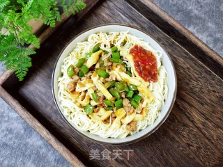 肉末蛋丝豆角拌面的做法步骤：16