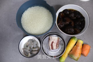 咸肉虾仁香菇糯米饭的做法步骤：1