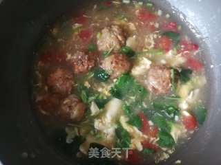 菠菜粉条丸子汤的做法步骤：15