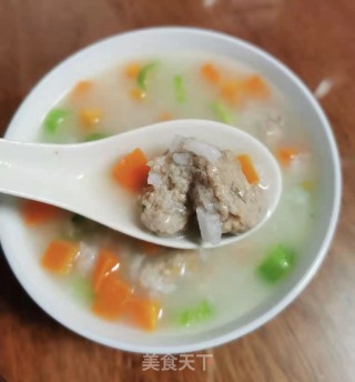 胡萝卜菜梗肉丸粥的做法步骤：10