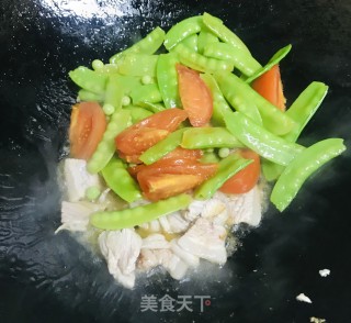 番茄荷兰豆炒肉片的做法步骤：6